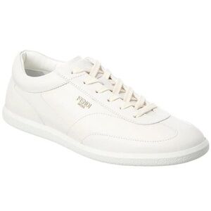 Fendi Light Bianco White Leather Logo Classic Low Top Sneakers UK 12 US 13